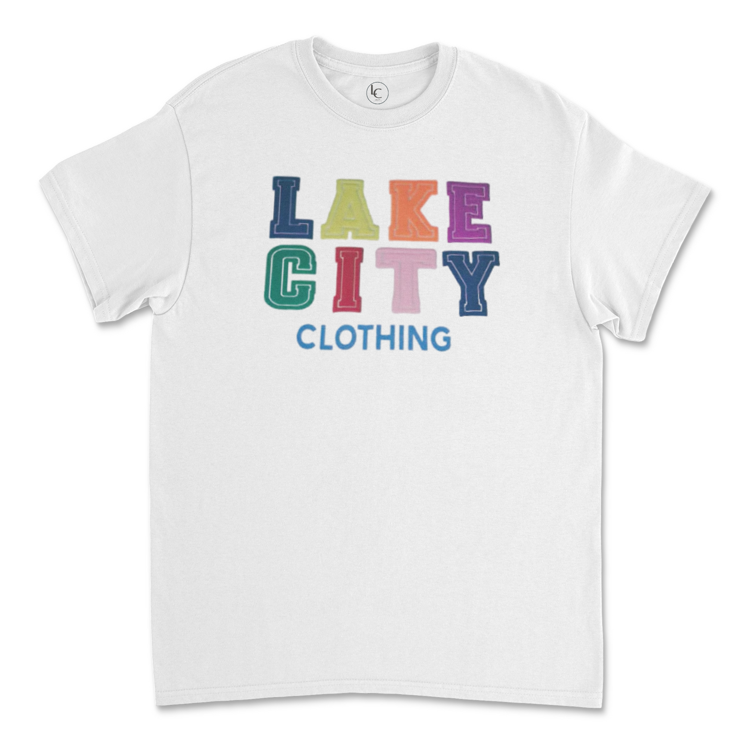 Lake City Puff Print Varsity Tee – Multi-Color Edition